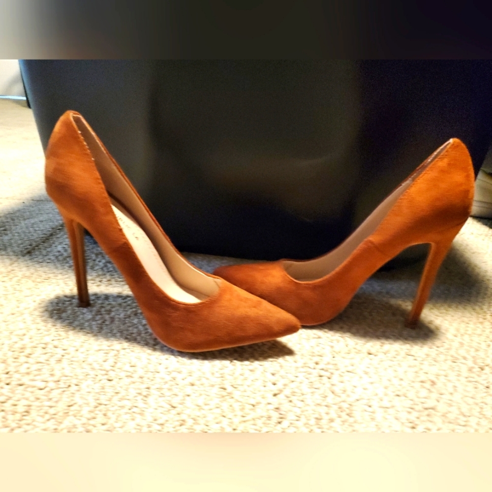 Suede brown high heels
